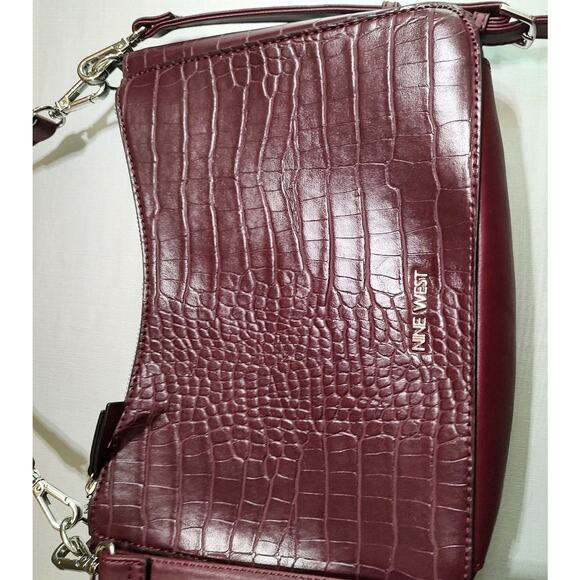 Nine West Boysenberry Colby Crossbody - Snake Embossed Satchel / Crossbody, NEW - Picture 12 of 13